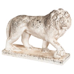 Used French Walking Lion Garden Statue, circa 1920-40