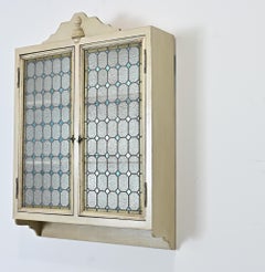 French Wall Cabinet Made with Stained Glass Doors