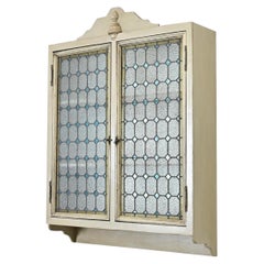 French Wall Cabinet Made with Stained Glass Doors