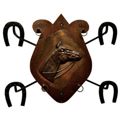 French Wall Hanging Rack for Coats and Tack on a Riding Theme    