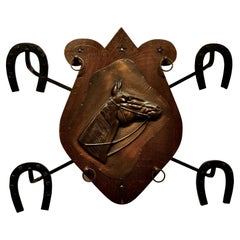French Wall Hanging Rack for Coats and Tack on a Riding Theme