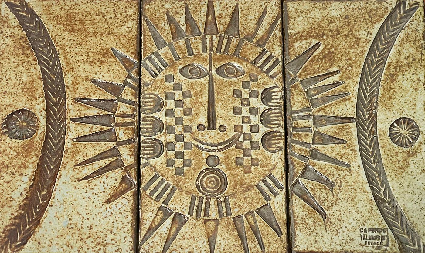 Tableau de carreaux de faïence suspendus par Roger Capron, années 1960 Bon état - En vente à Delft, NL