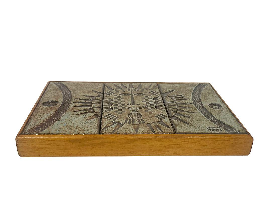 20ième siècle Tableau de carreaux de faïence suspendus par Roger Capron, années 1960 en vente