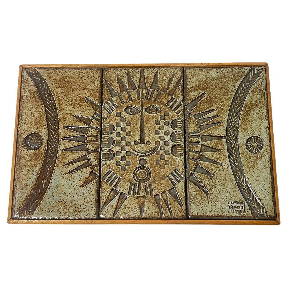 Tableau de carreaux de faïence suspendus par Roger Capron, années 1960