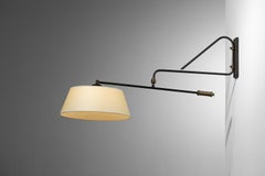 French wall lamp 50's orientable in black lacquered metal