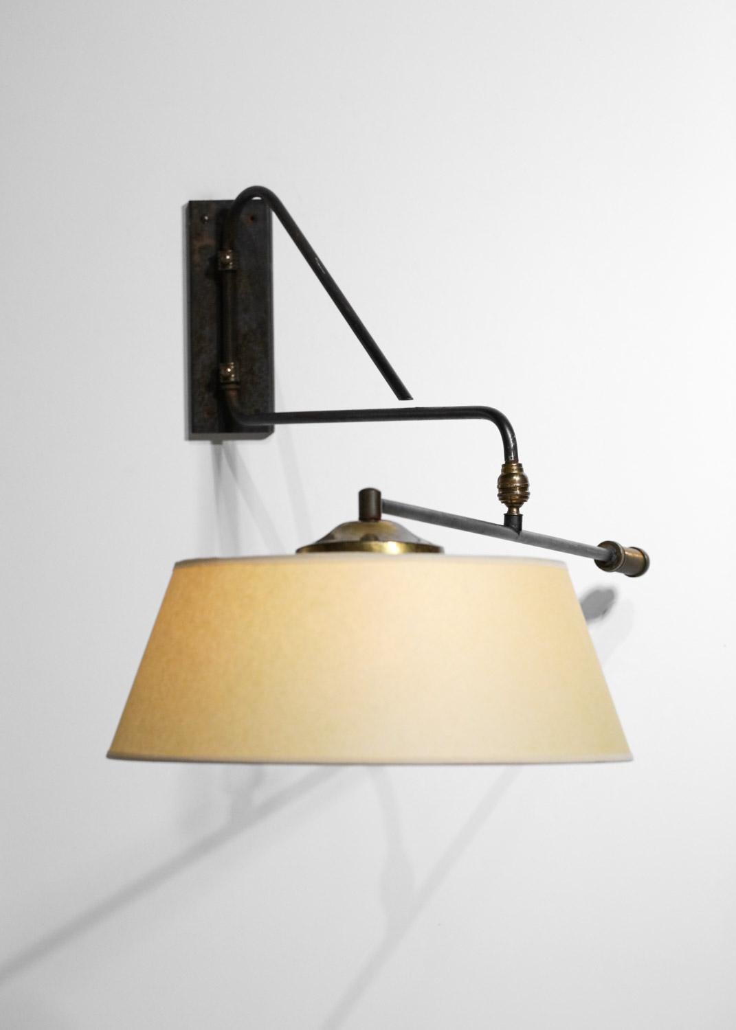Metal French wall lamp 50's orientable in black lacquered metal For Sale