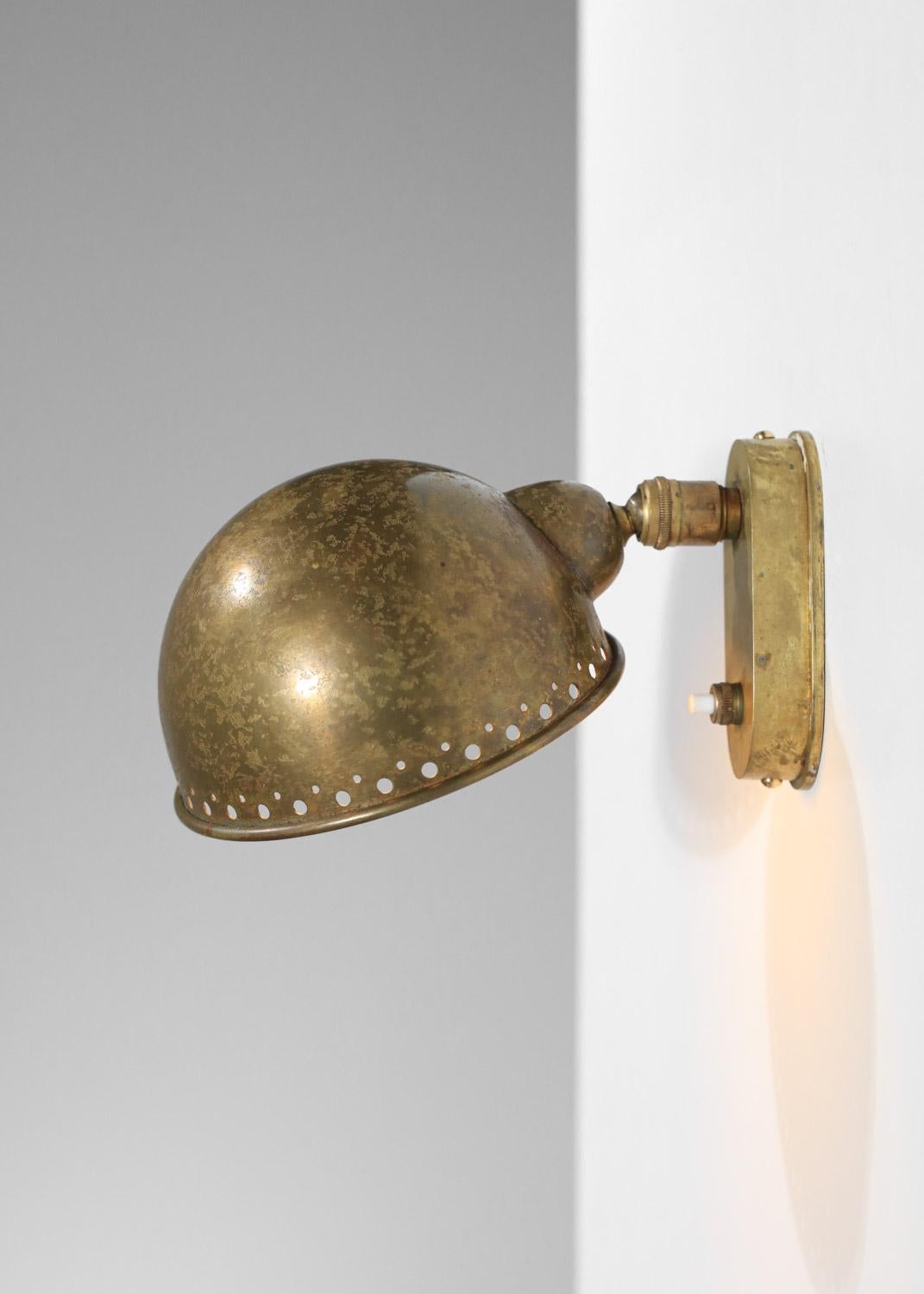 Lampada da parete francese di Genet & Michon in ottone massiccio ossidato modernista in vendita 3