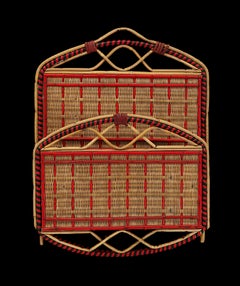 French Art Deco Wicker and Rattan Wall Magazine Rack, Circa 1920