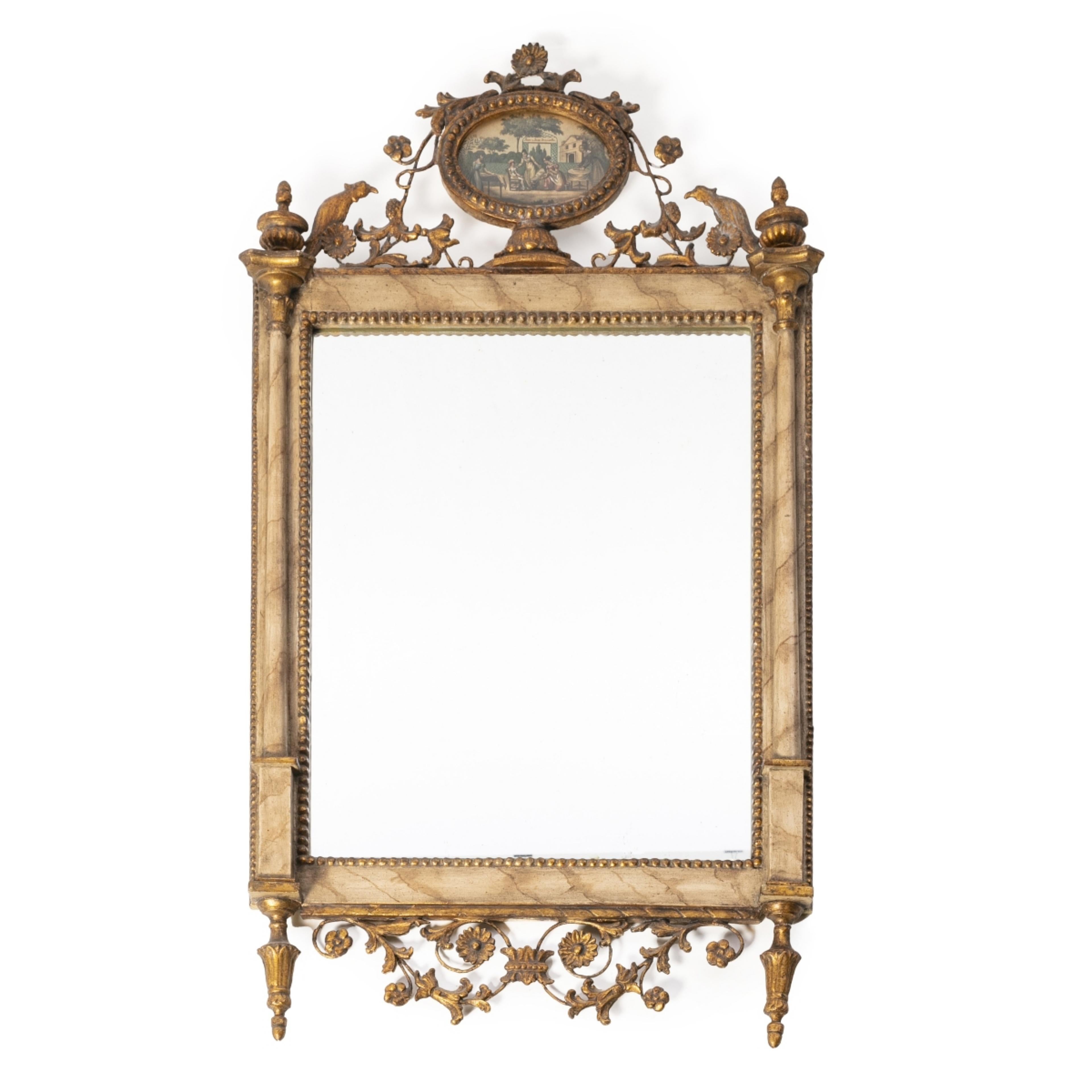 Hand-Crafted FRENCH WALL MIRROR 19th Century For Sale