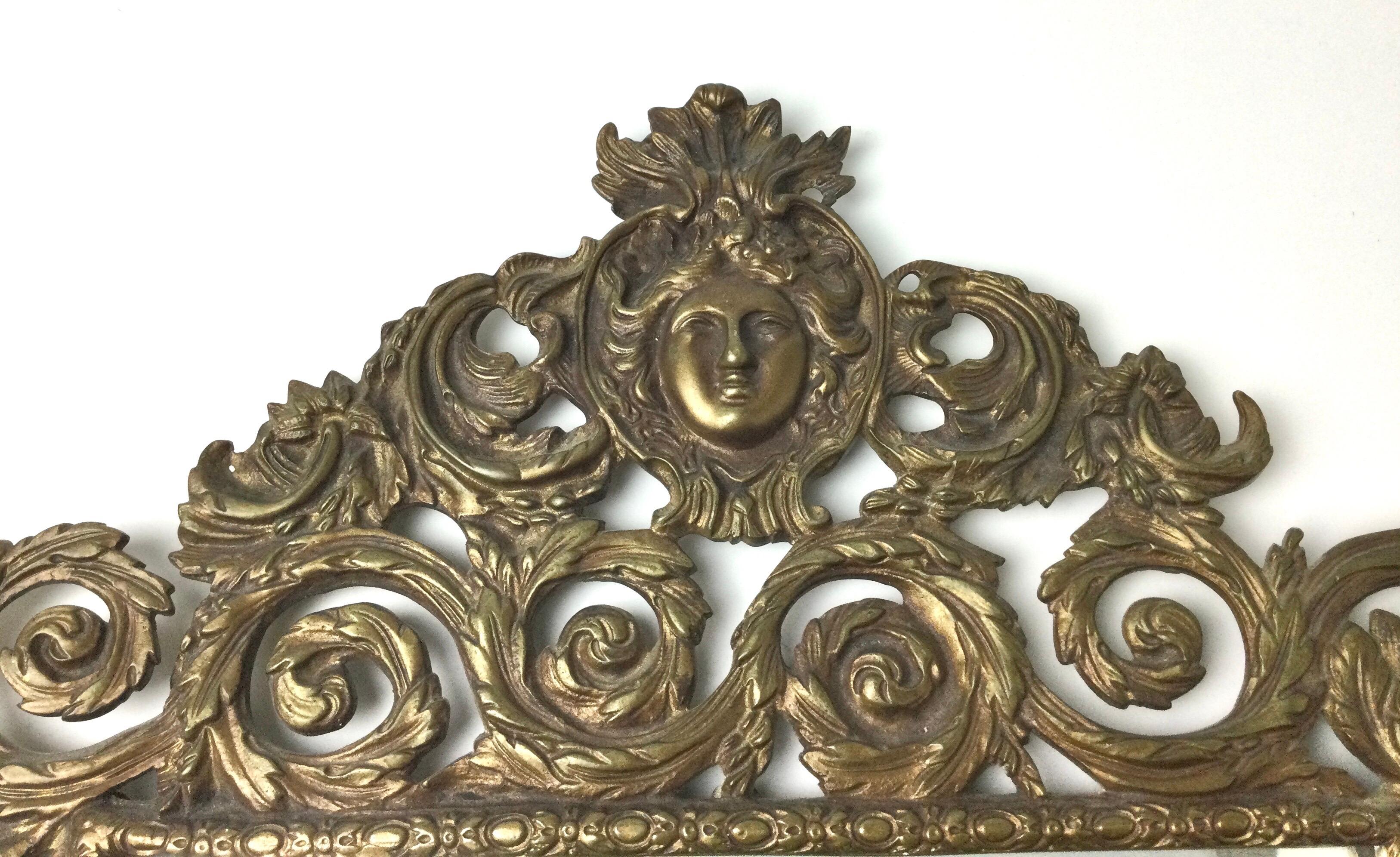 Unknown French Wall Mirror Brass Double Light Scones 