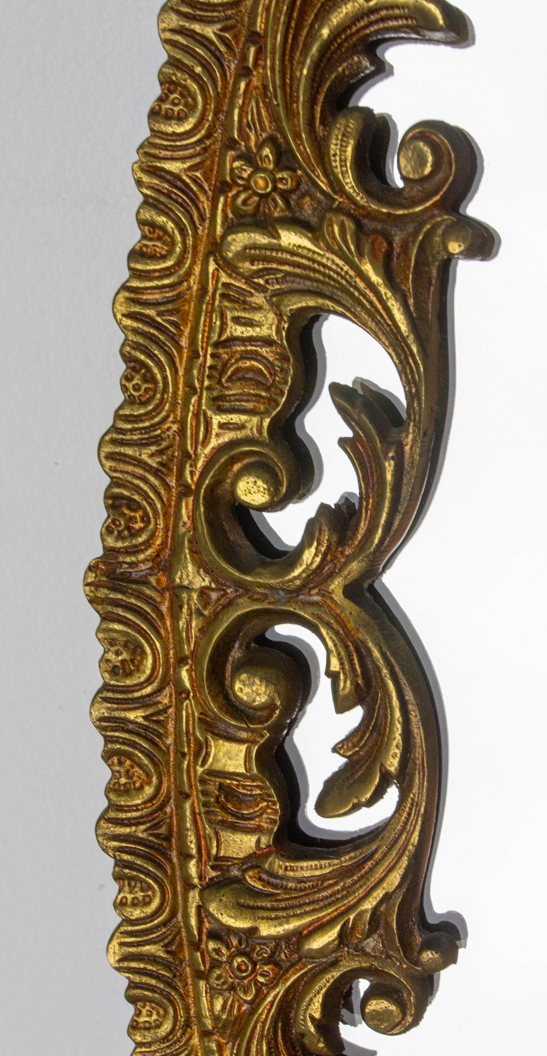 French Wall Mirror Brass Frame with Rocaille Patterns Louis XV style, circa 1960 2
