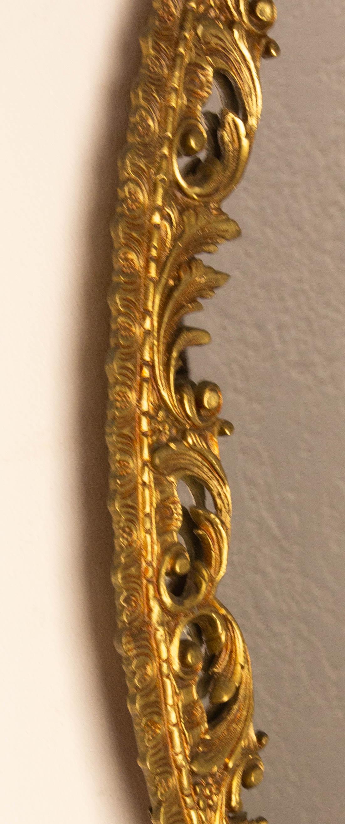 French Wall Mirror Brass Frame with Rocaille Patterns Louis XV style, circa 1960 3