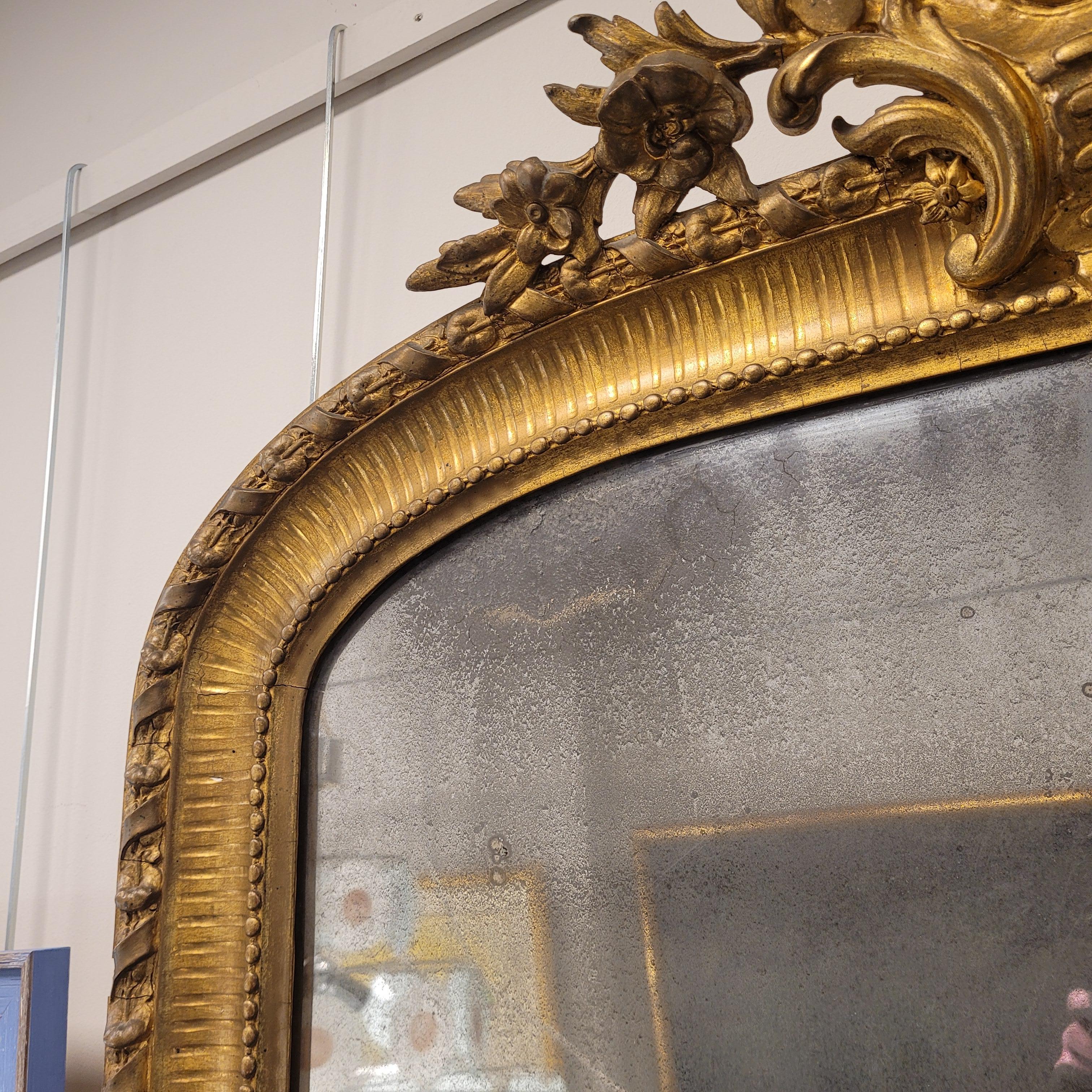 French Wall mirror, carved and gilt wood, Napoleon III 7