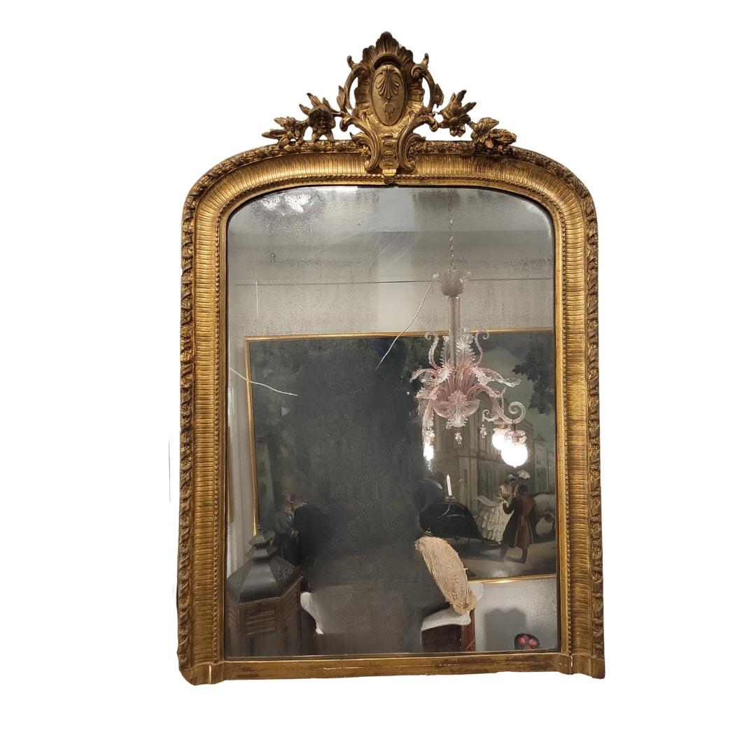 Hand-Crafted French Wall mirror, carved and gilt wood, Napoleon III