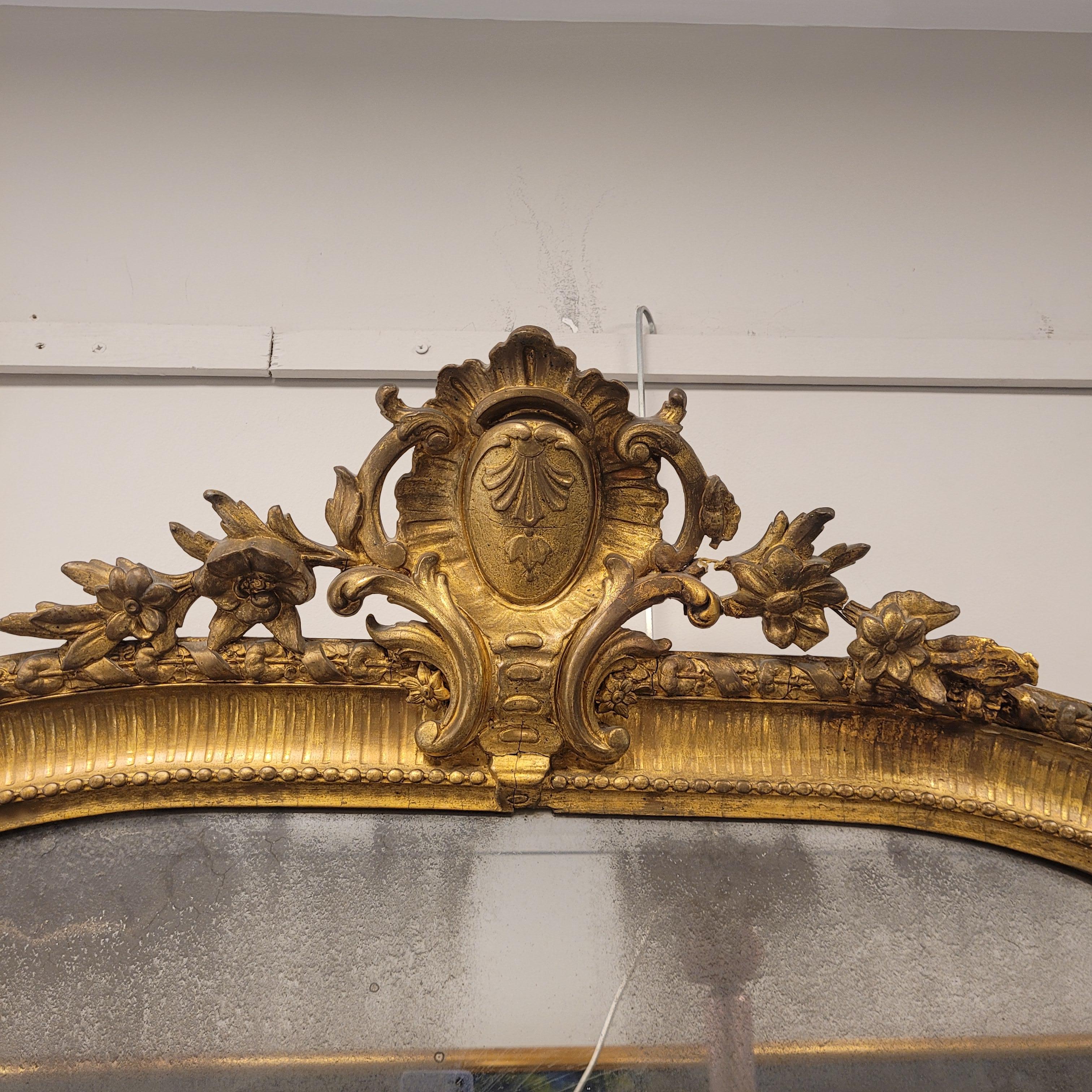 Mid-19th Century French Wall mirror, carved and gilt wood, Napoleon III