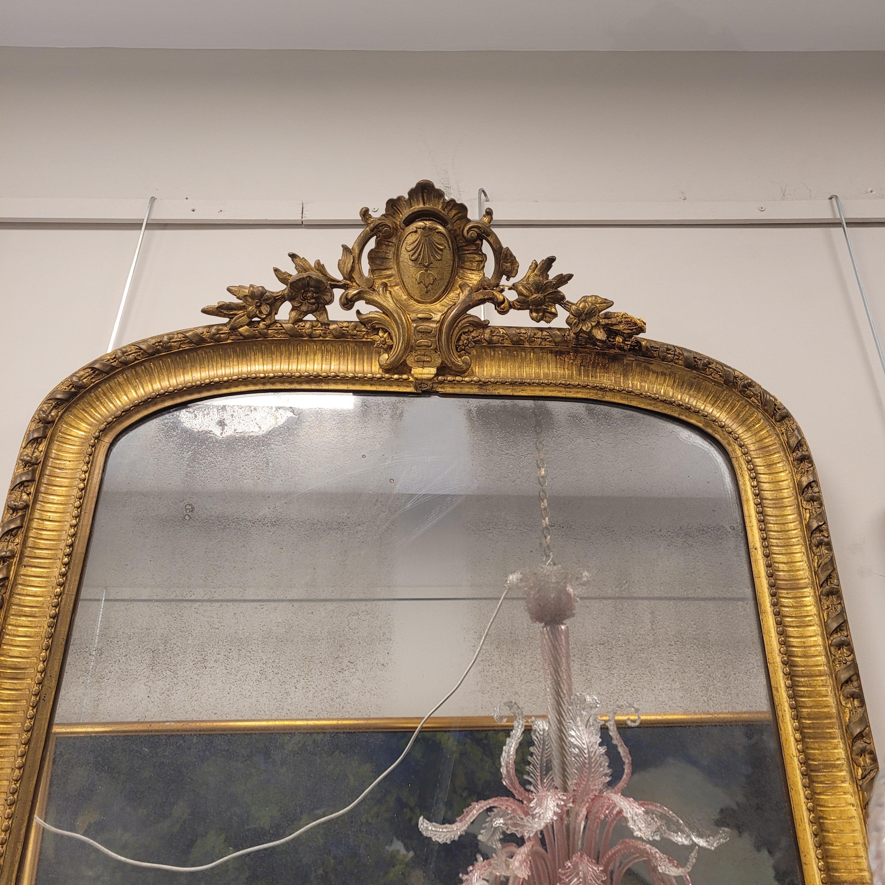 Crystal French Wall mirror, carved and gilt wood, Napoleon III
