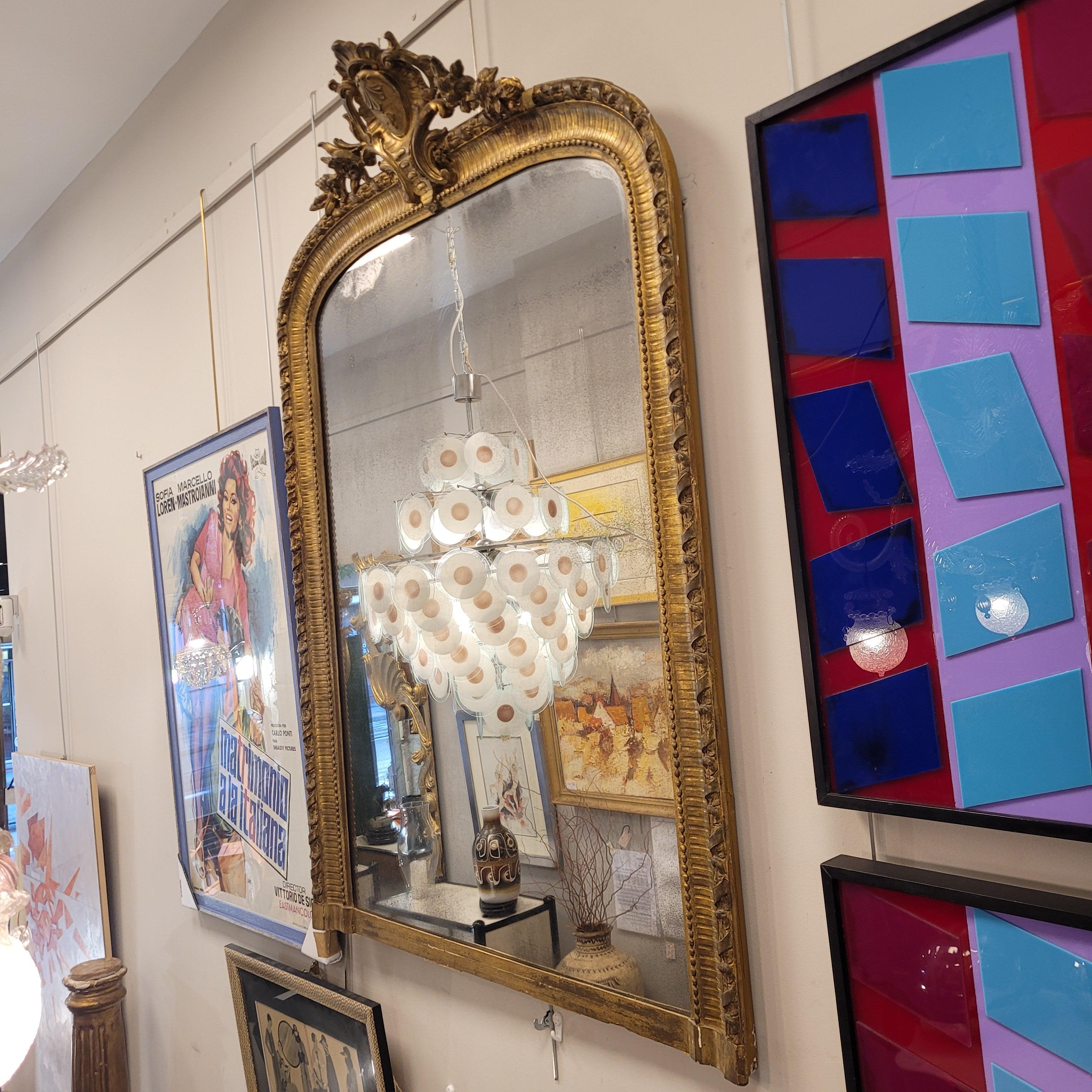 French Wall mirror, carved and gilt wood, Napoleon III 2