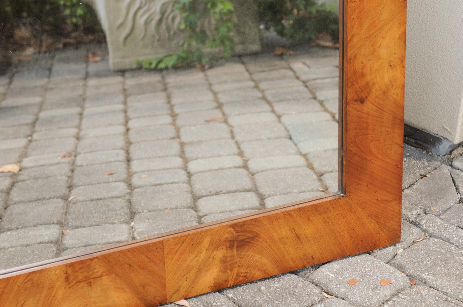 French Wall Mirror from the 1920s with Burl Walnut Veneered Frame For Sale 1