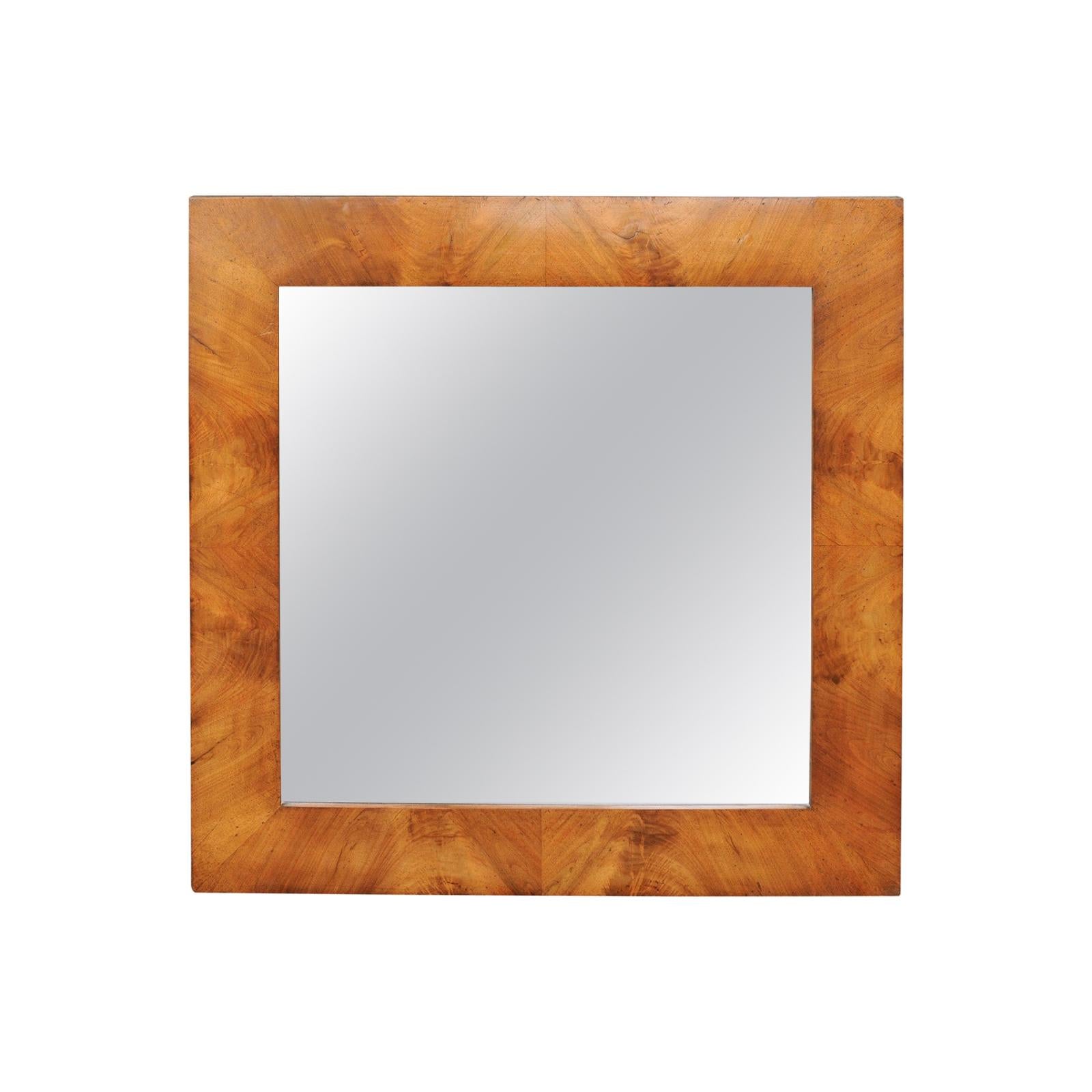 French Wall Mirror from the 1920s with Burl Walnut Veneered Frame For Sale