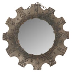 Retro French Wall Mirror Metai Frame in the Neogothic Style, circa 1960