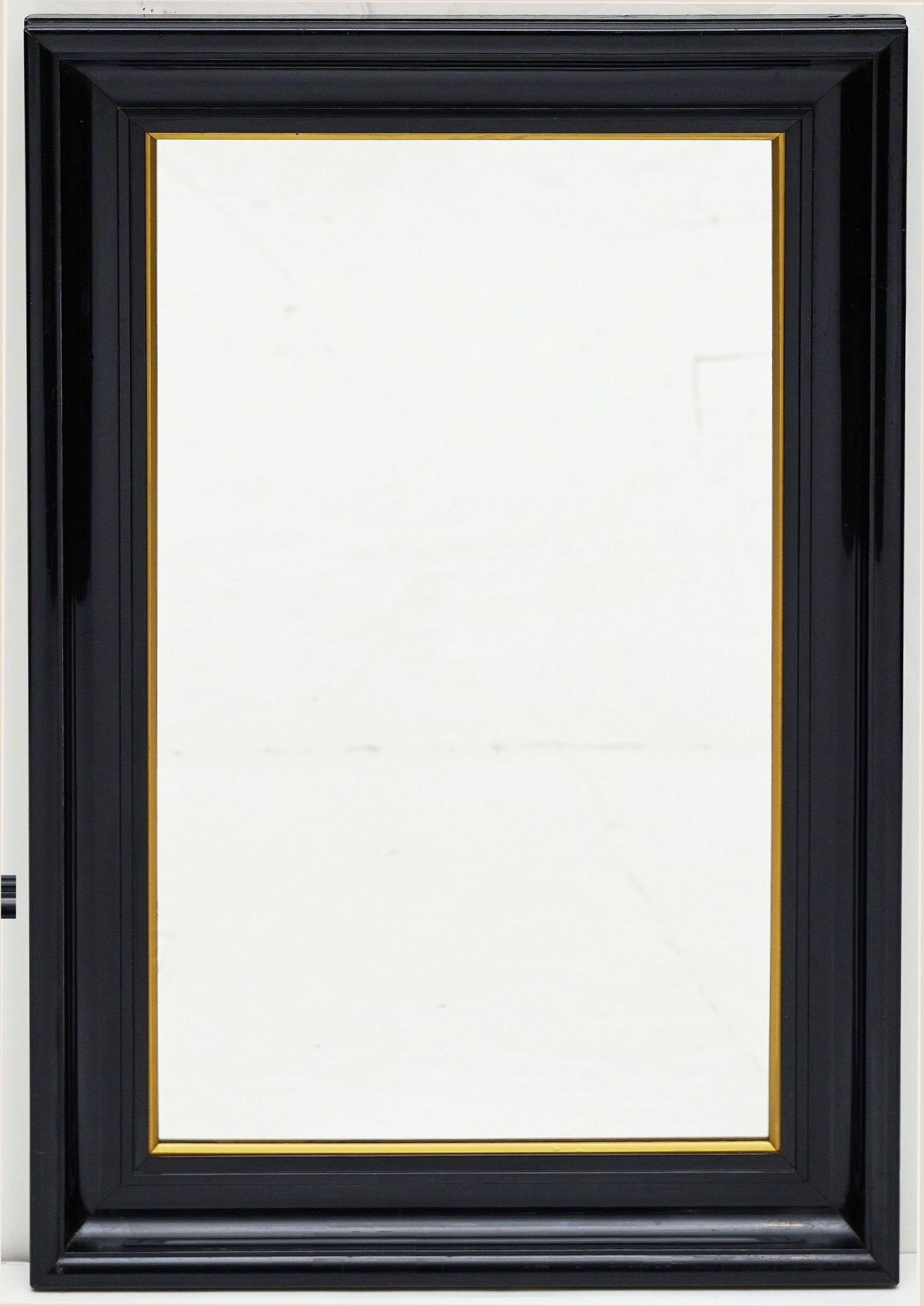 Miroirs muraux français avec cadres noirs et dorés  (H 30 x L 20 1/8) en vente 4