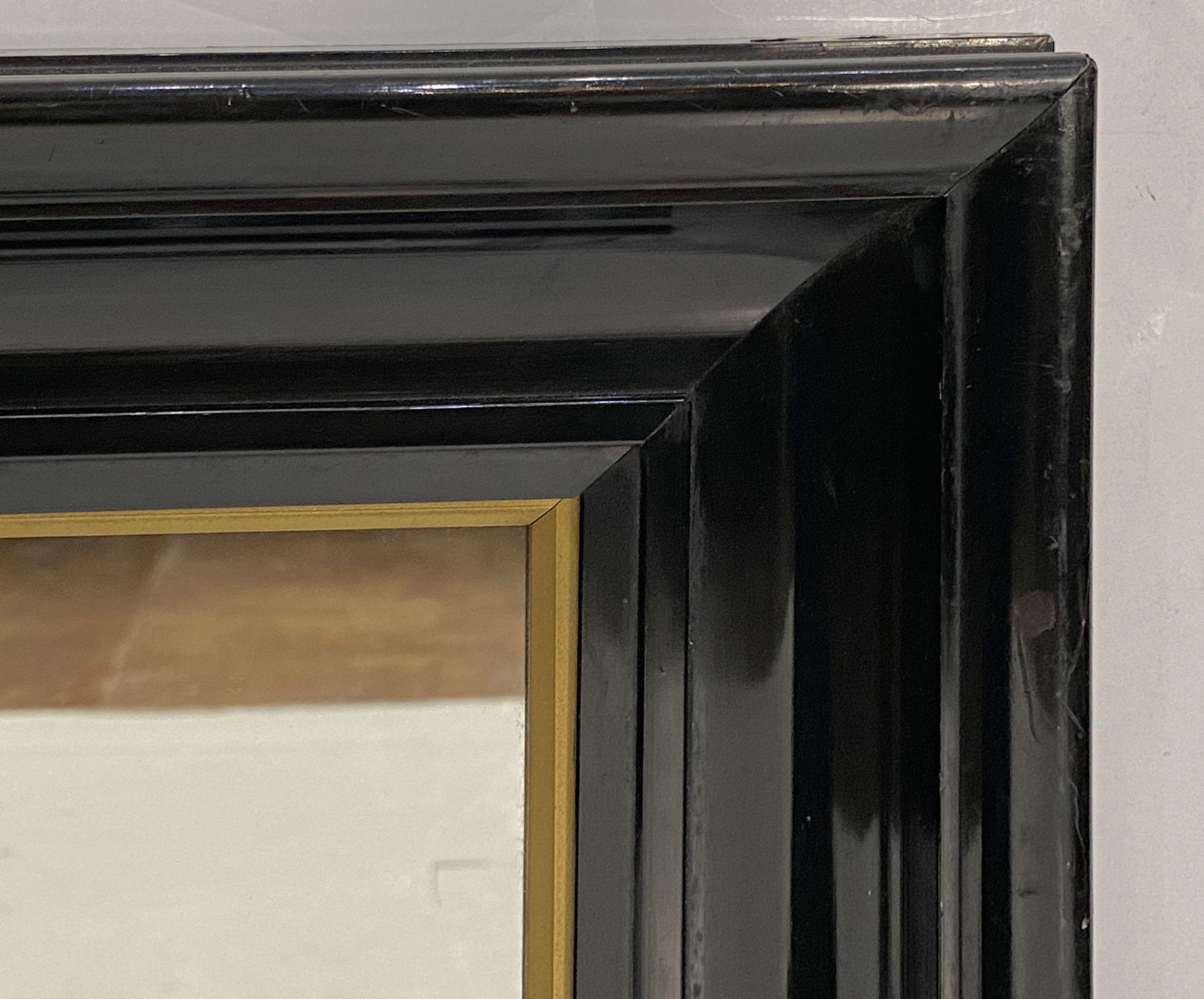 Miroirs muraux français avec cadres noirs et dorés  (H 30 x L 20 1/8) en vente 2