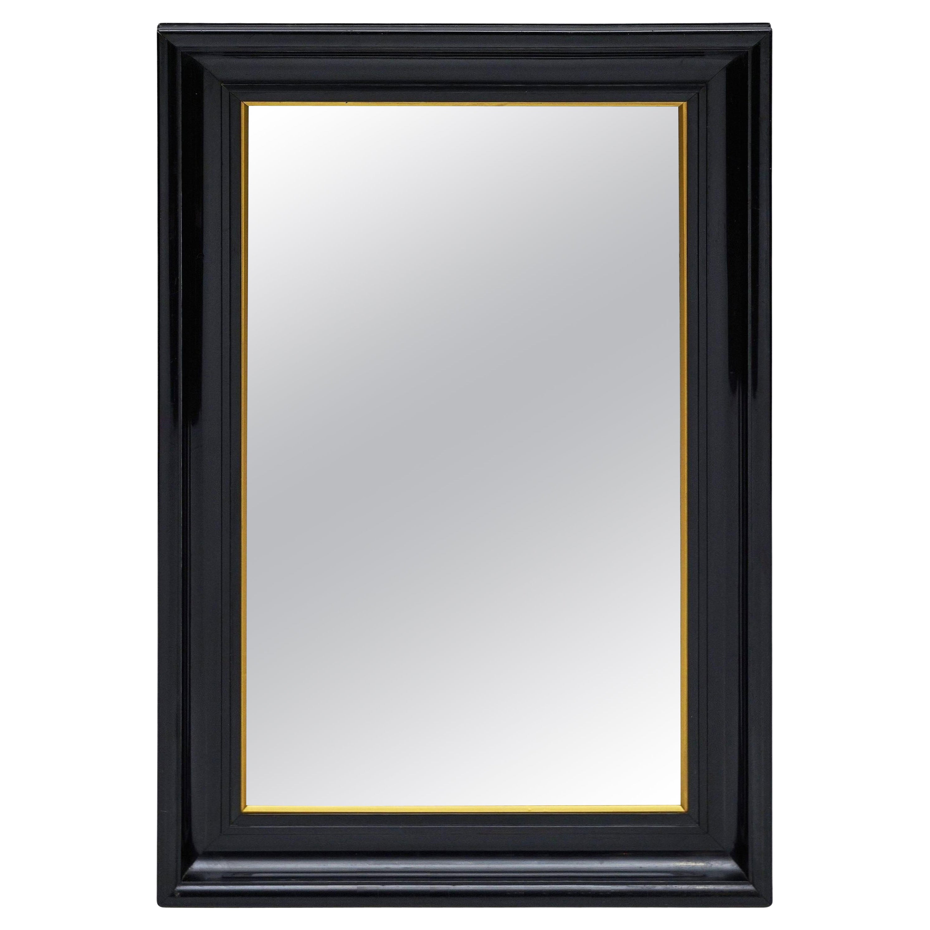 Miroirs muraux français avec cadres noirs et dorés  (H 30 x L 20 1/8)