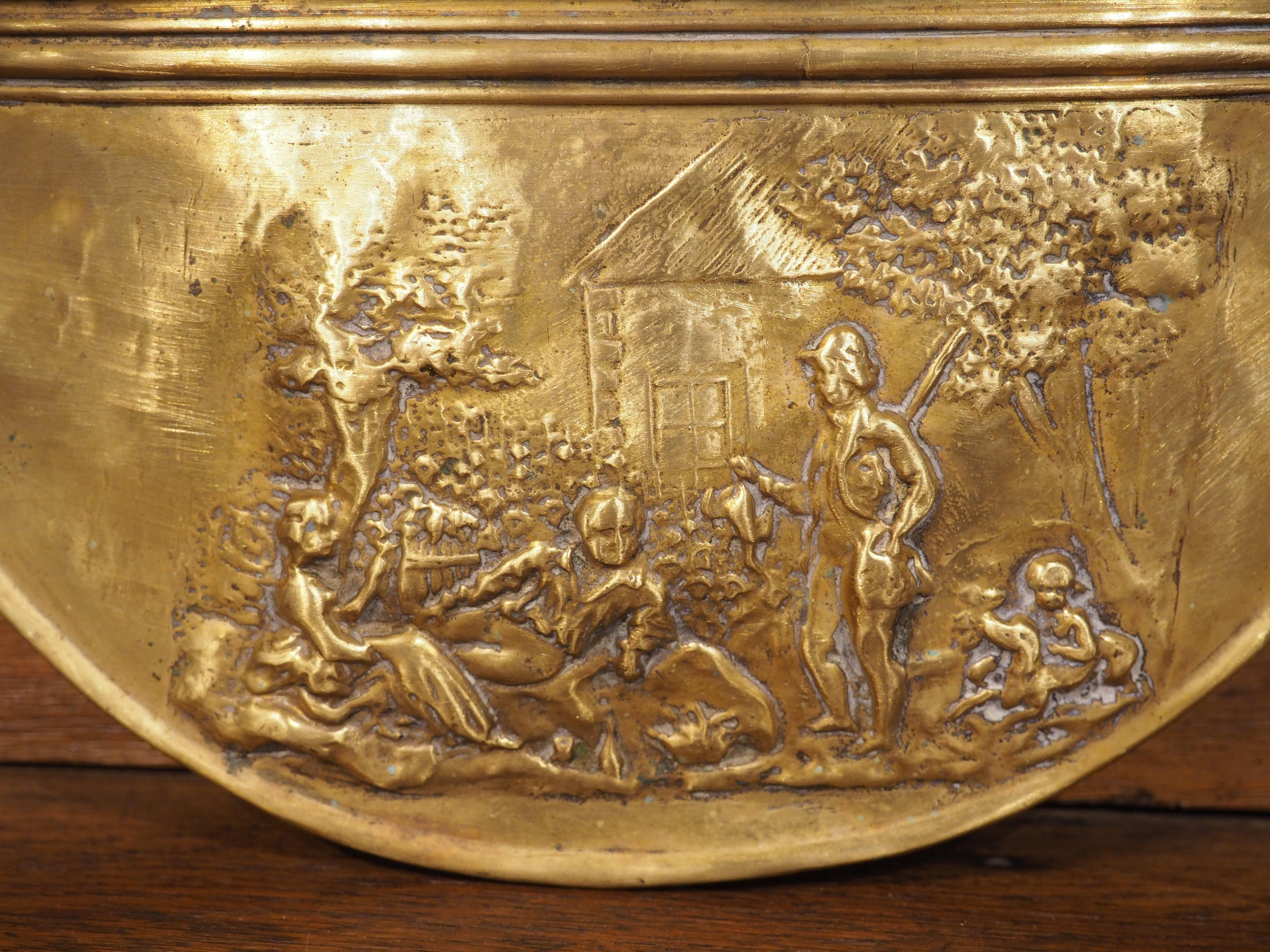 Metal French Wall Mount Brass Repousse Letter Pocket, Circa 1890
