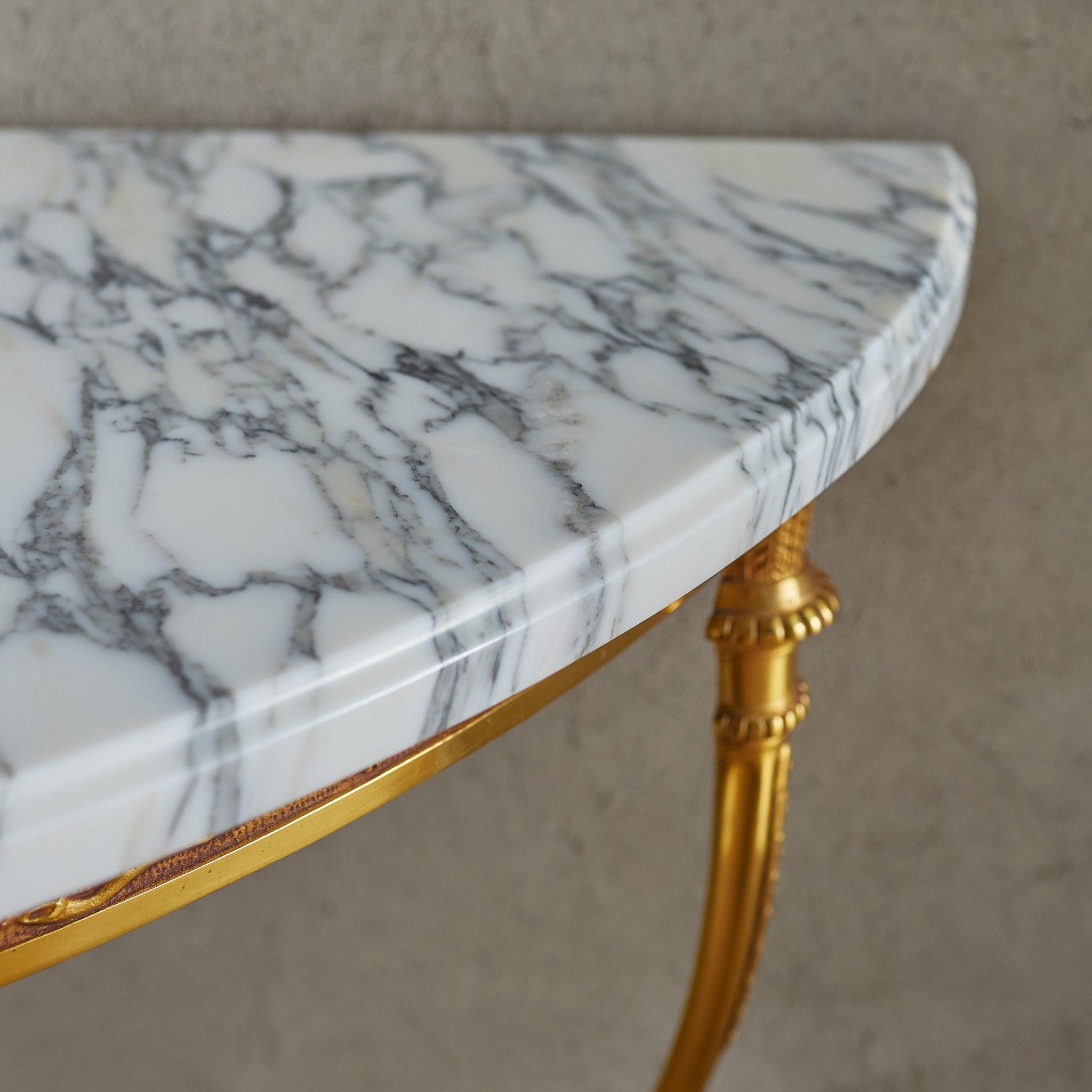Console angolare francese a parete con piano in marmo di Carrara 1950s - 2 disponibili in vendita 1
