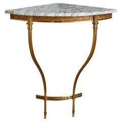 Console angolare francese a parete con piano in marmo di Carrara 1950s - 2 disponibili