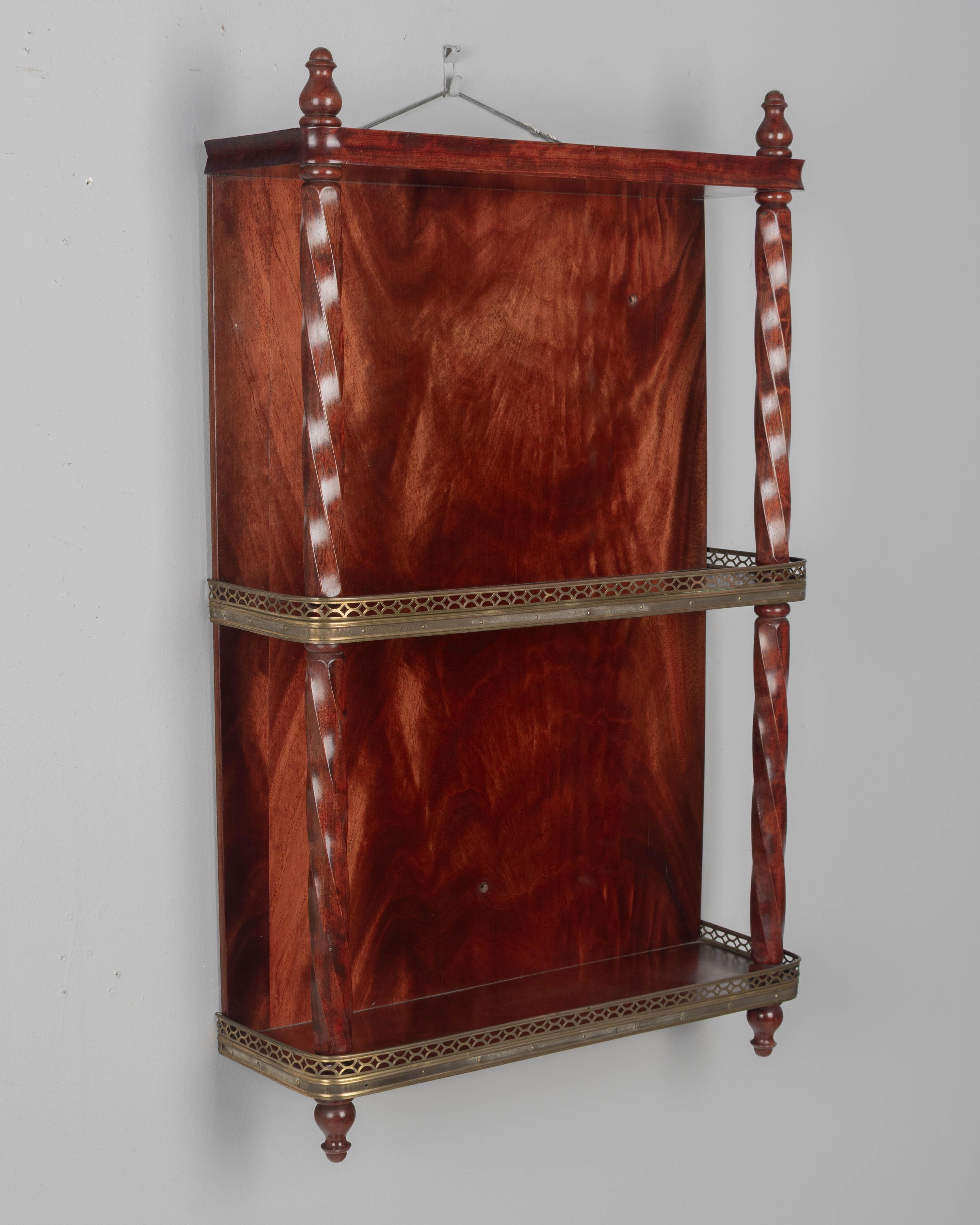 Hand-Crafted French Wall-Mounted Mahogany Shelf For Sale