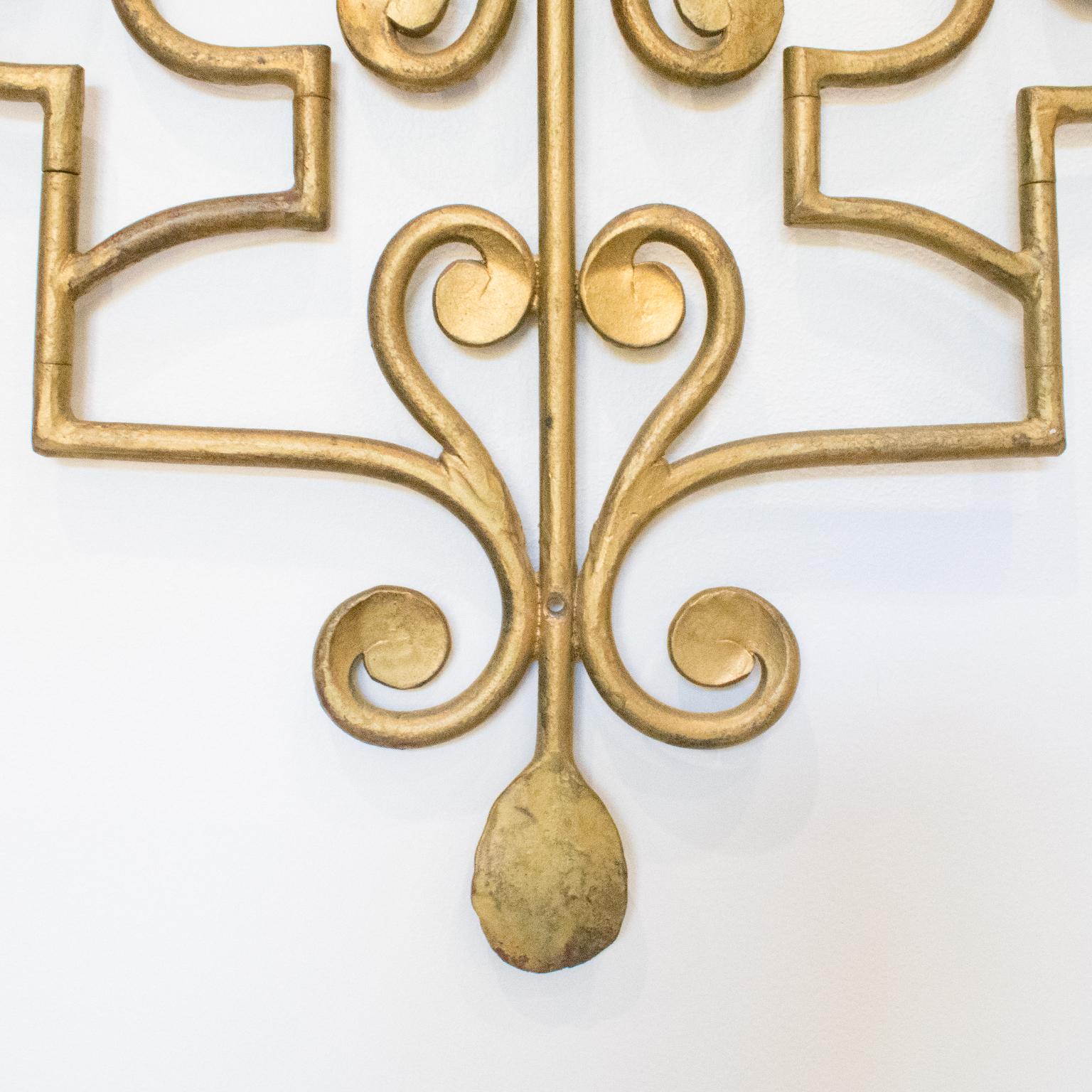 French Wall Mounted Ornament Gilt Metal Coat Rack Hanger 2