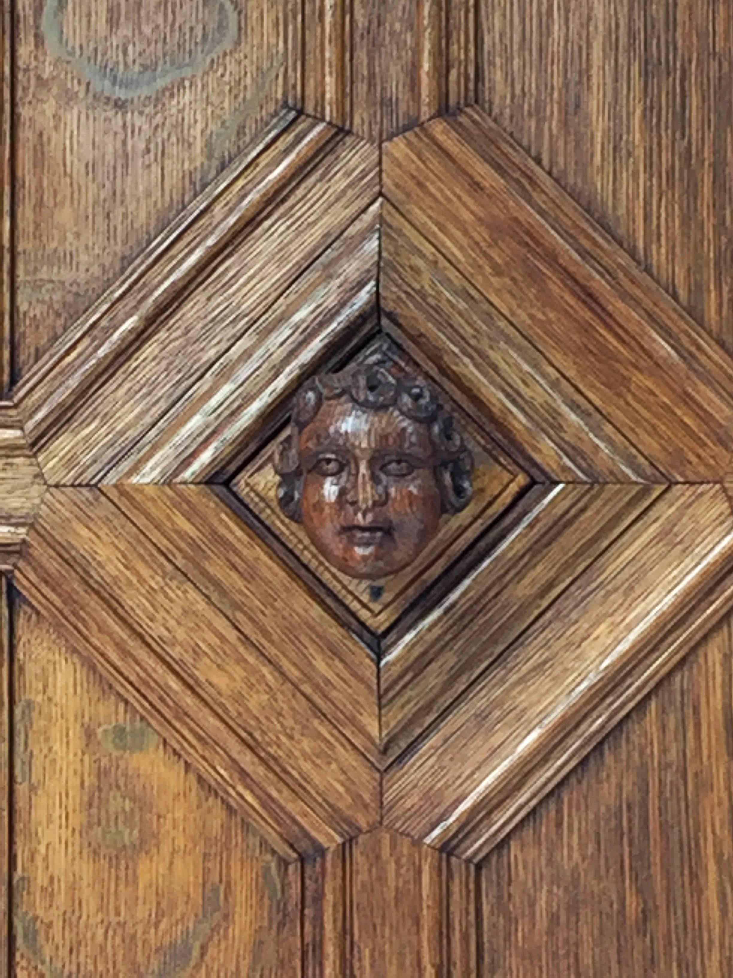 French Wall Panel of Oak with Bust of Bacchus In Good Condition In Austin, TX