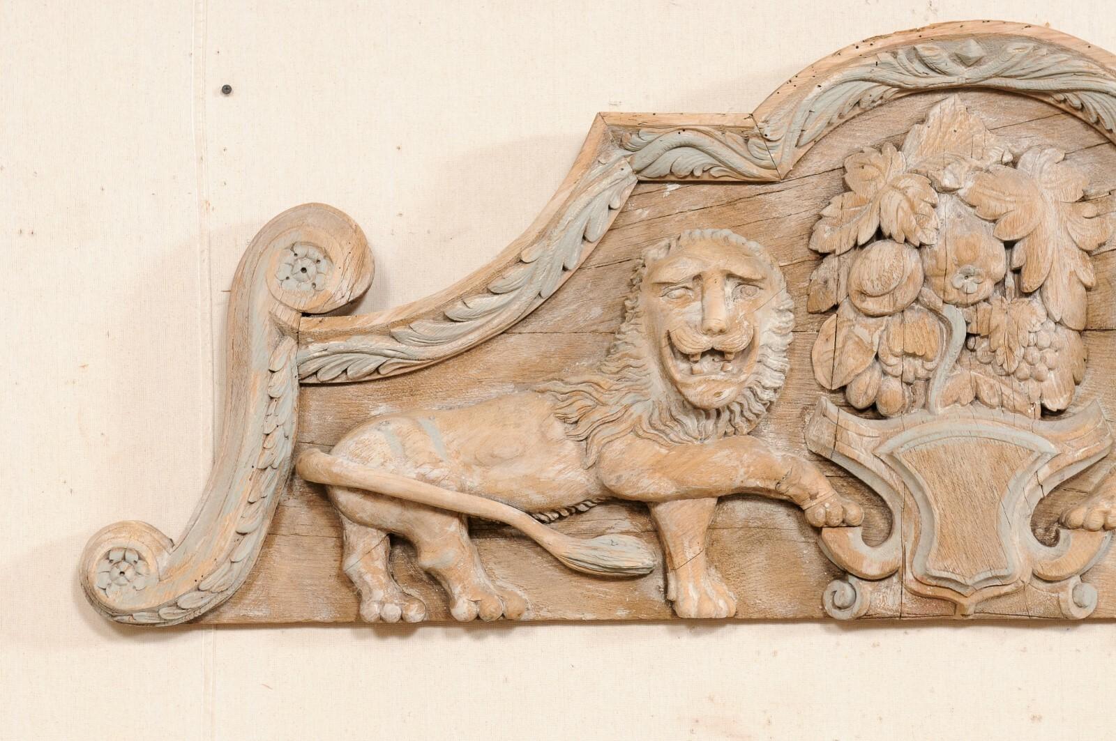 French Wall Plaque w/Carved Lions, 19th C. In Good Condition For Sale In Atlanta, GA