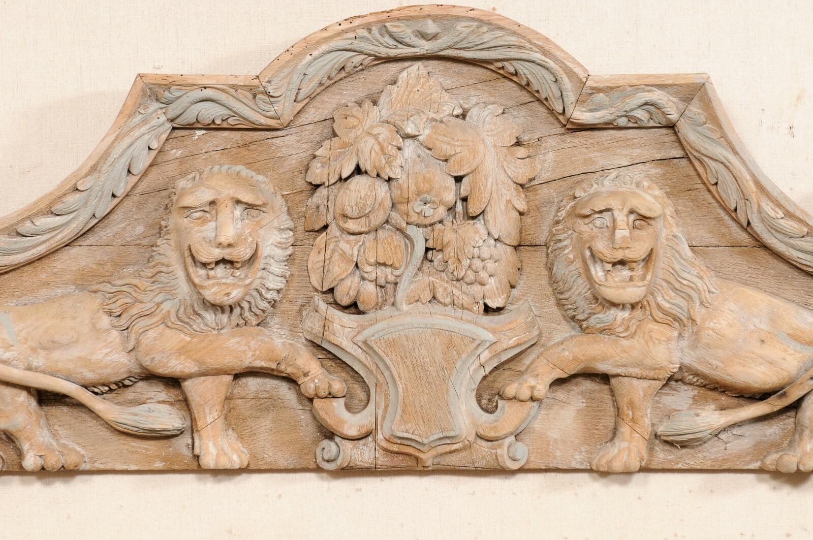 19th Century French Wall Plaque w/Carved Lions, 19th C.  For Sale