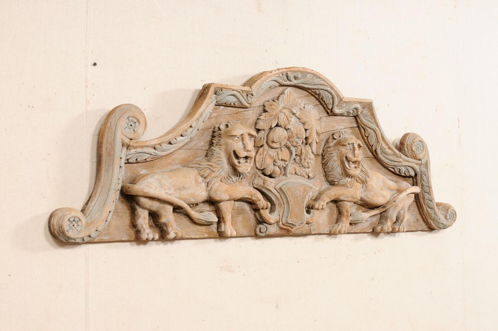 French Wall Plaque w/Carved Lions, 19th C. For Sale 2