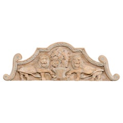 Antique French Wall Plaque w/Carved Lions, 19th C. 