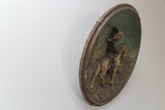 French Wall Plate Plaque Relief Hunter on Horse