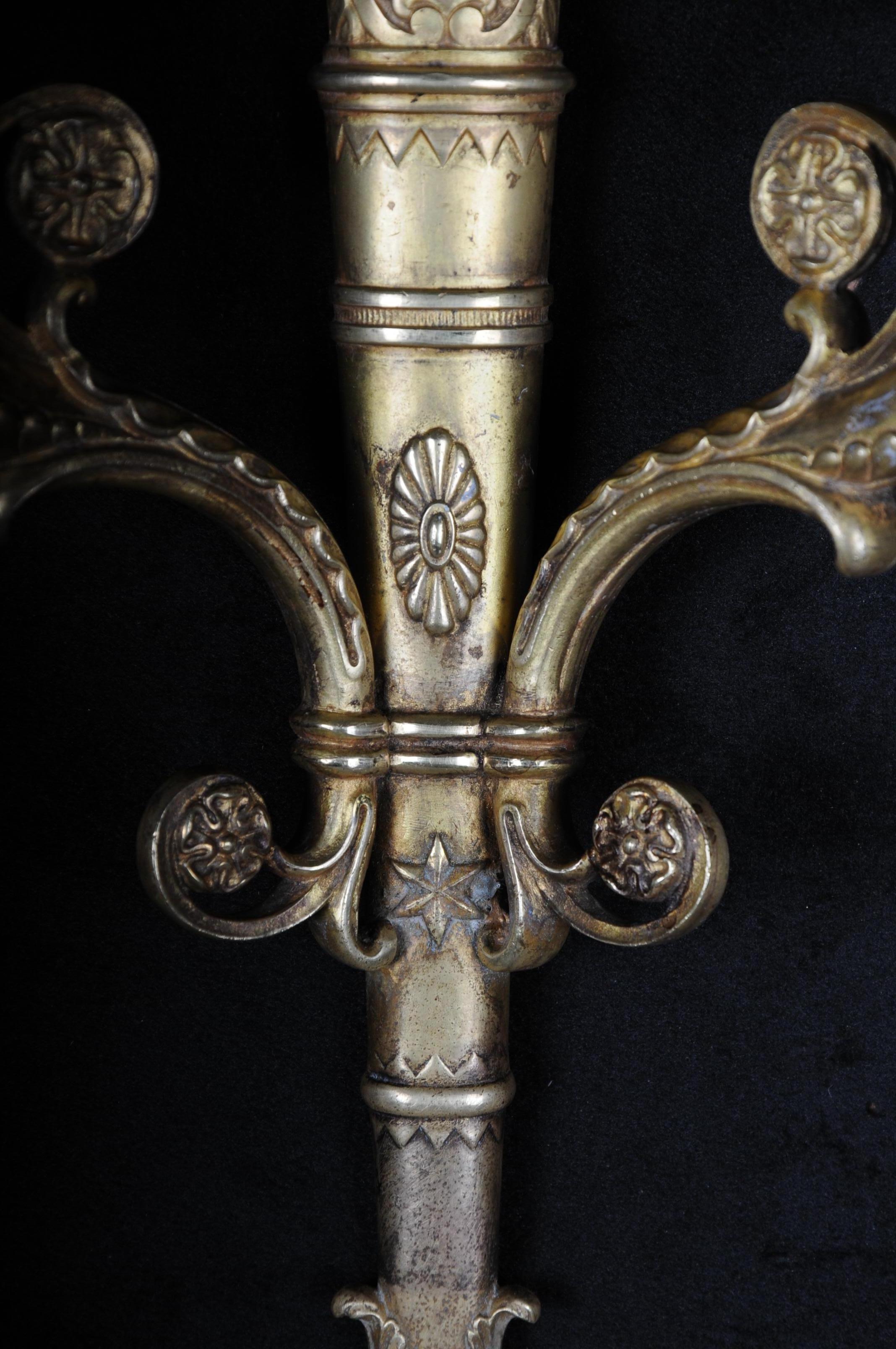 Gilt French Wall Sconce Applique in Empire Style circa 1900 Bronze For Sale