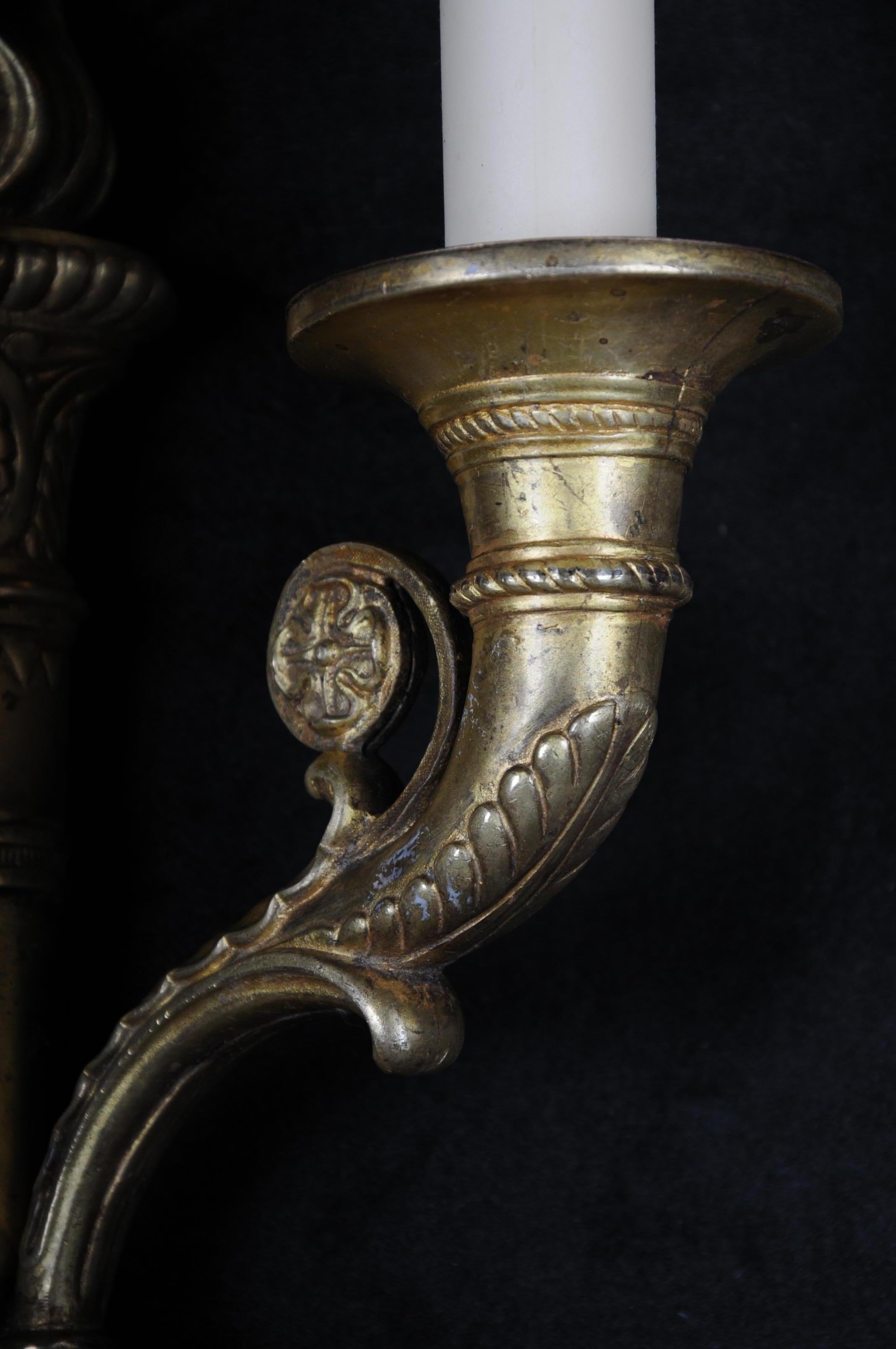 Brass French Wall Sconce Applique in Empire Style circa 1900 Bronze For Sale