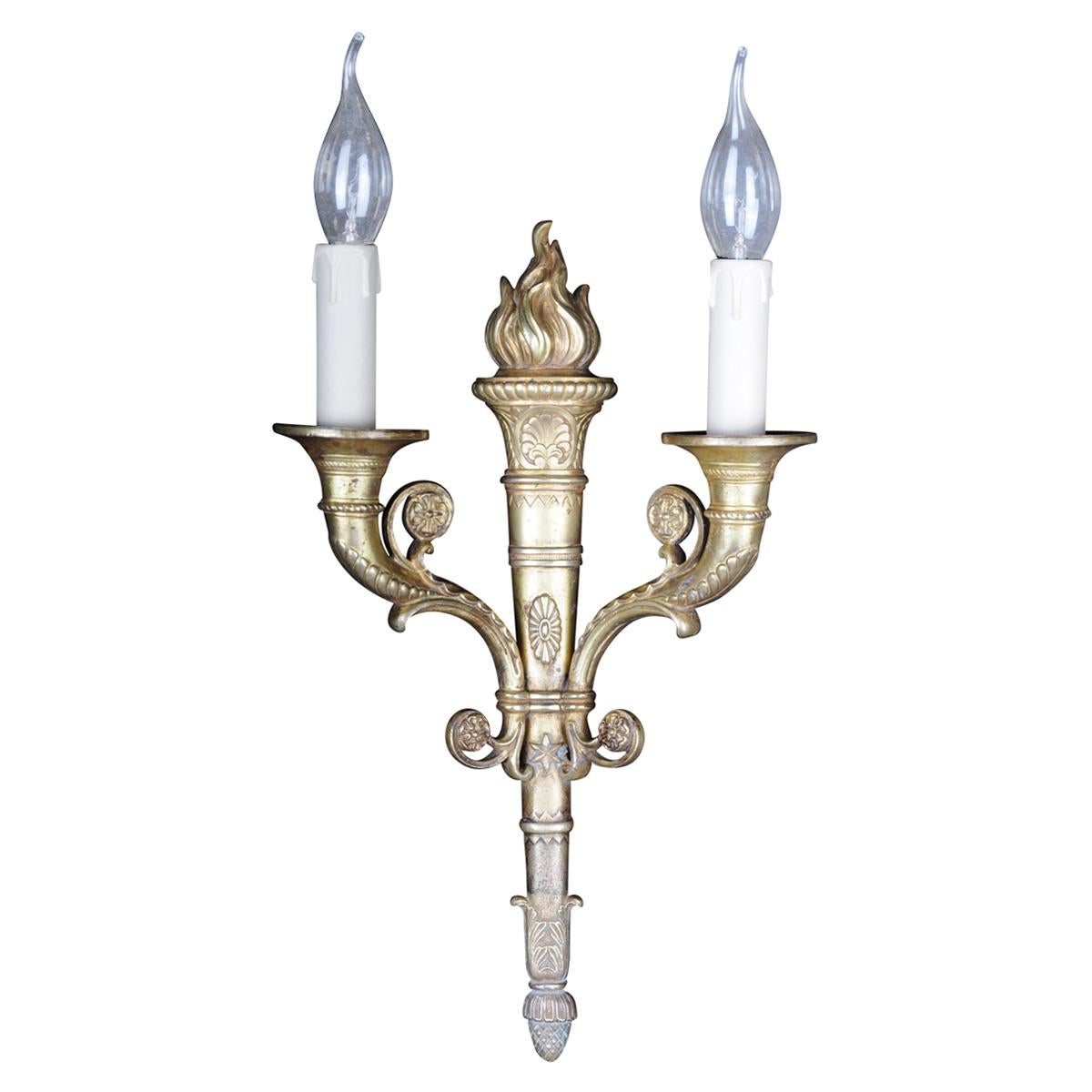 French Wall Sconce Applique in Empire Style circa 1900 Bronze For Sale