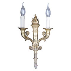 Antique French Wall Sconce Applique in Empire Style circa 1900 Bronze