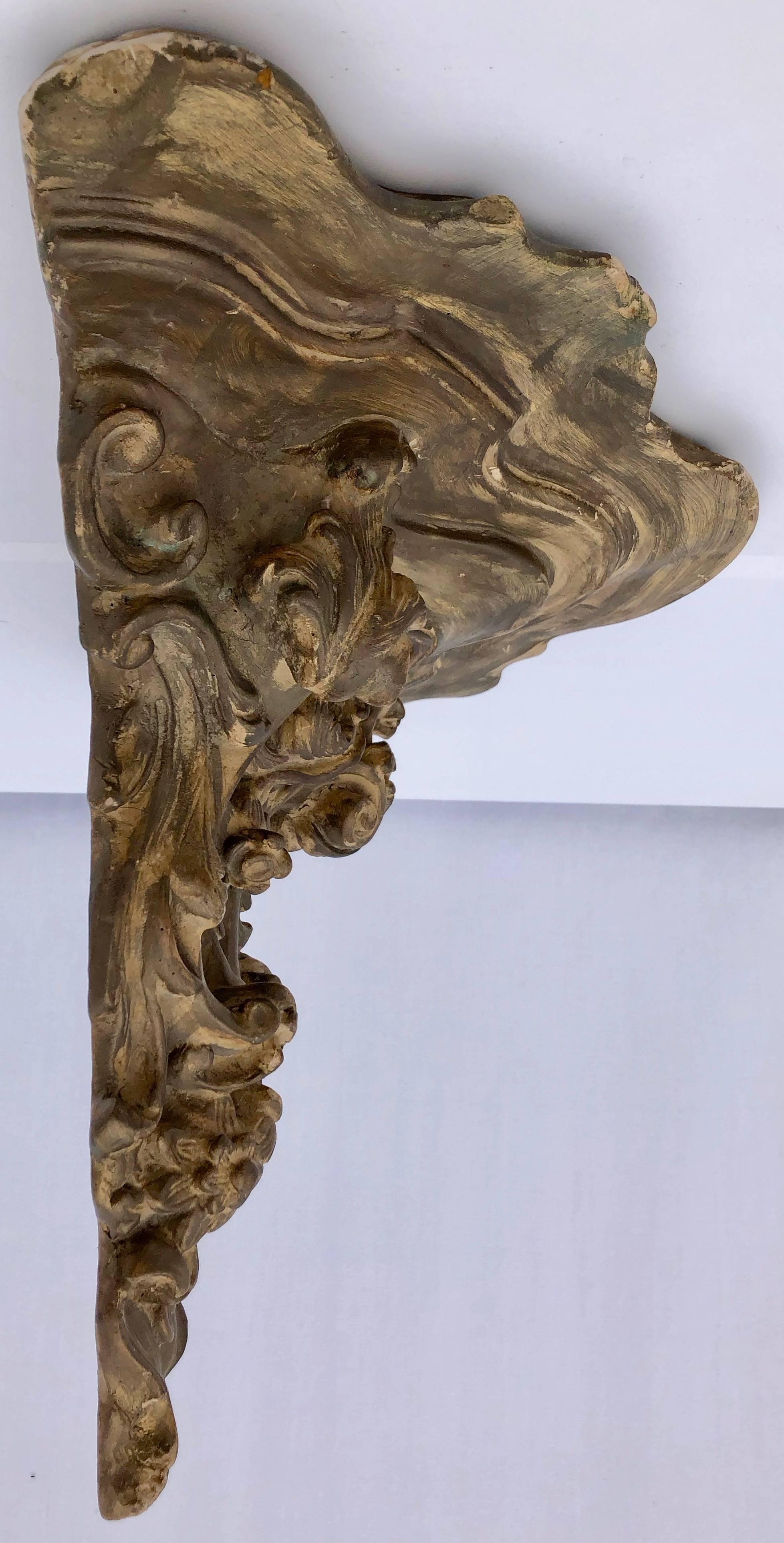 20th Century French Wall Sconce in Terra Cotta with Floral and Scroll Design, Mid-1900s For Sale