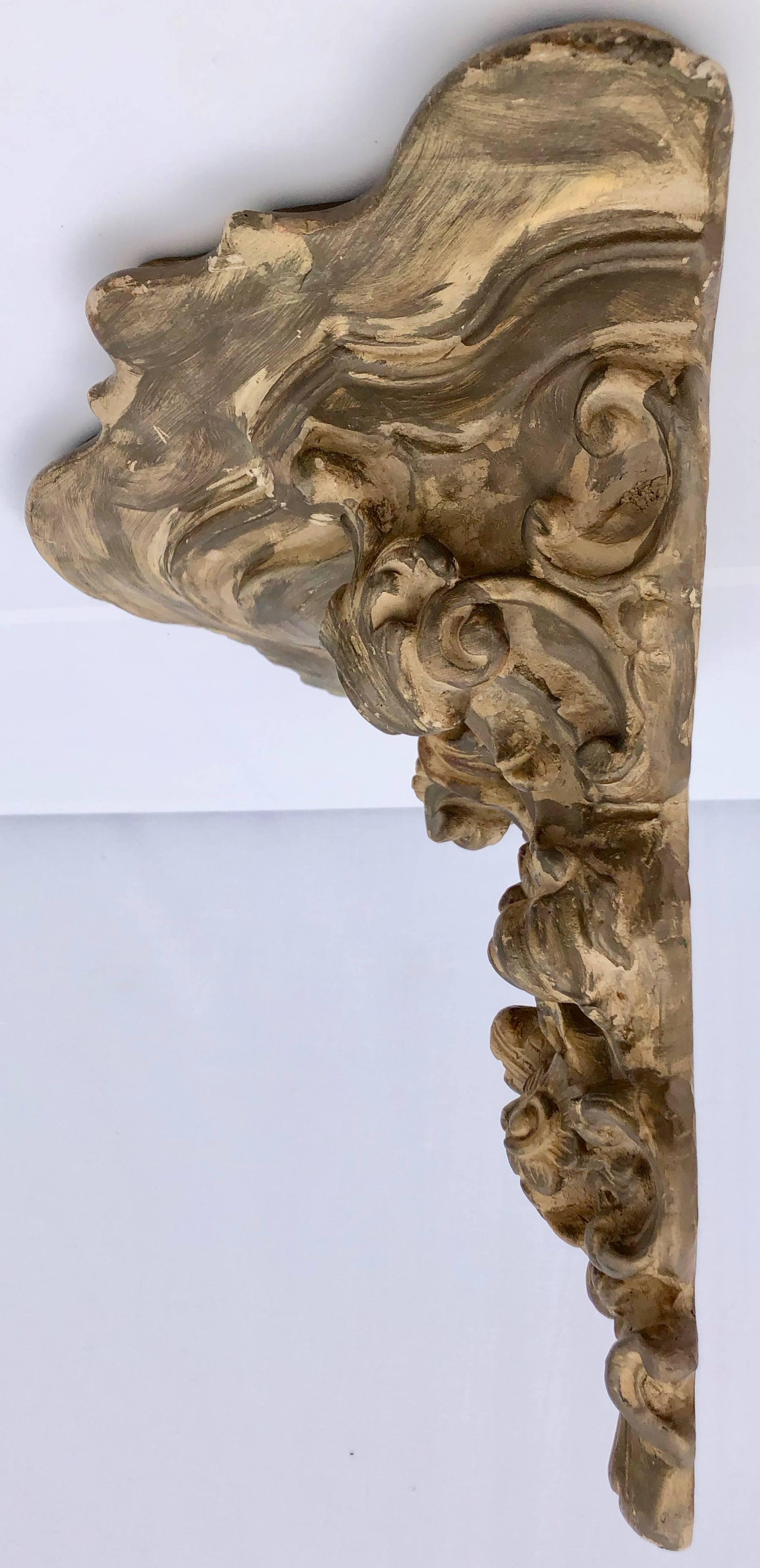 Terracotta French Wall Sconce in Terra Cotta with Floral and Scroll Design, Mid-1900s For Sale