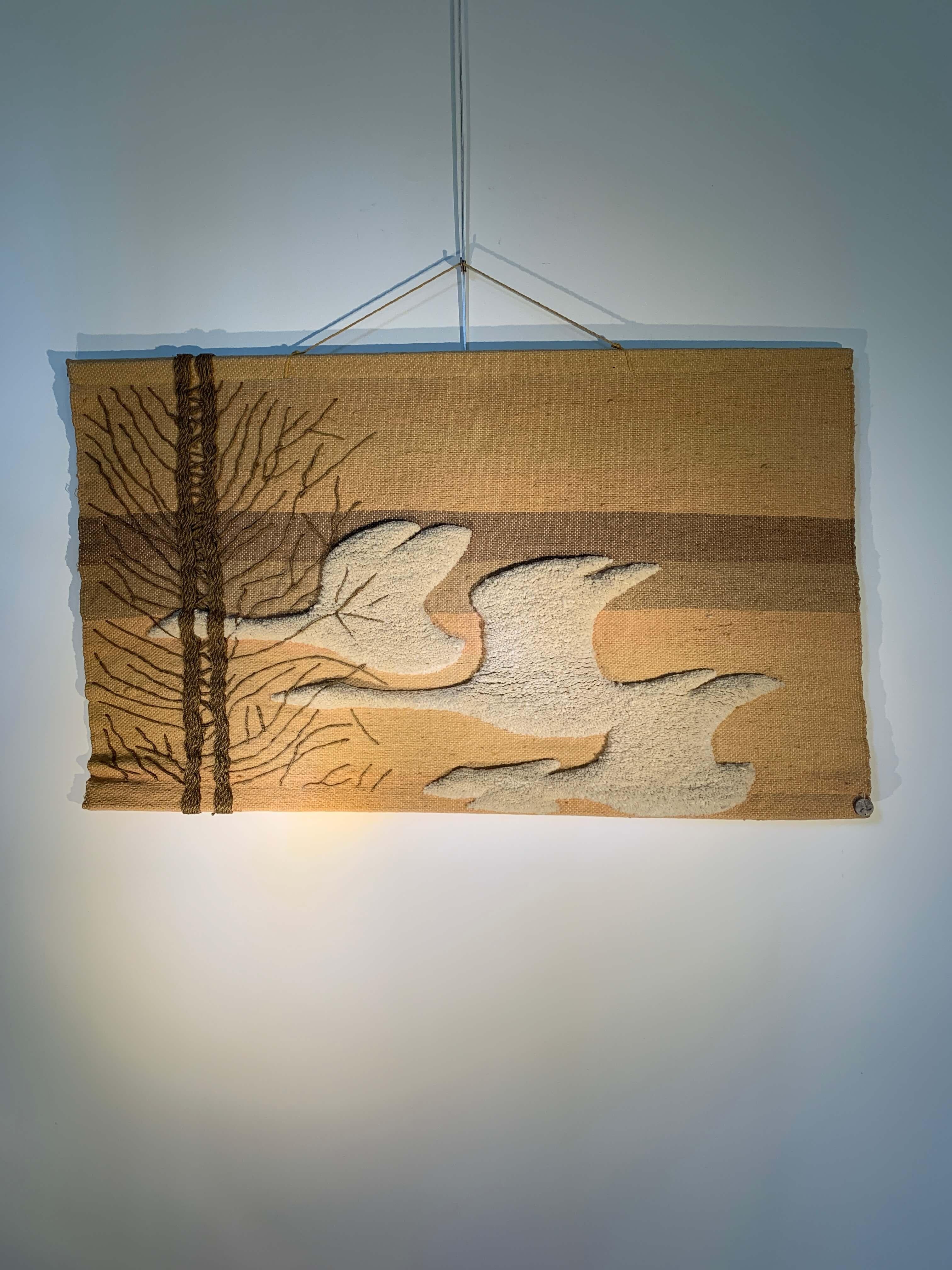 Jute French wall tapestry 1960 For Sale