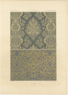 Papier peint et motifs textiles français - Motifs de damas et de volutes, vers 1869
