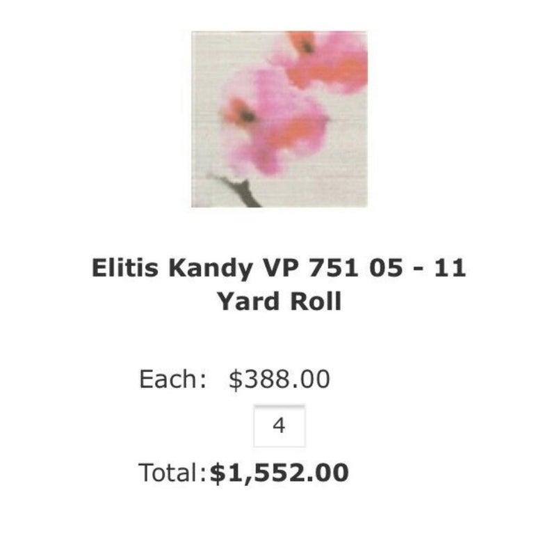 French Wallpaper By Elitis Kandy Sakura Cherry Blossom Floral Watercolor Silk For Sale At 1stdibs