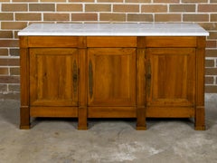 French Walnut 19th Century Three-Door Enfilade with Marble Top and Pilasters