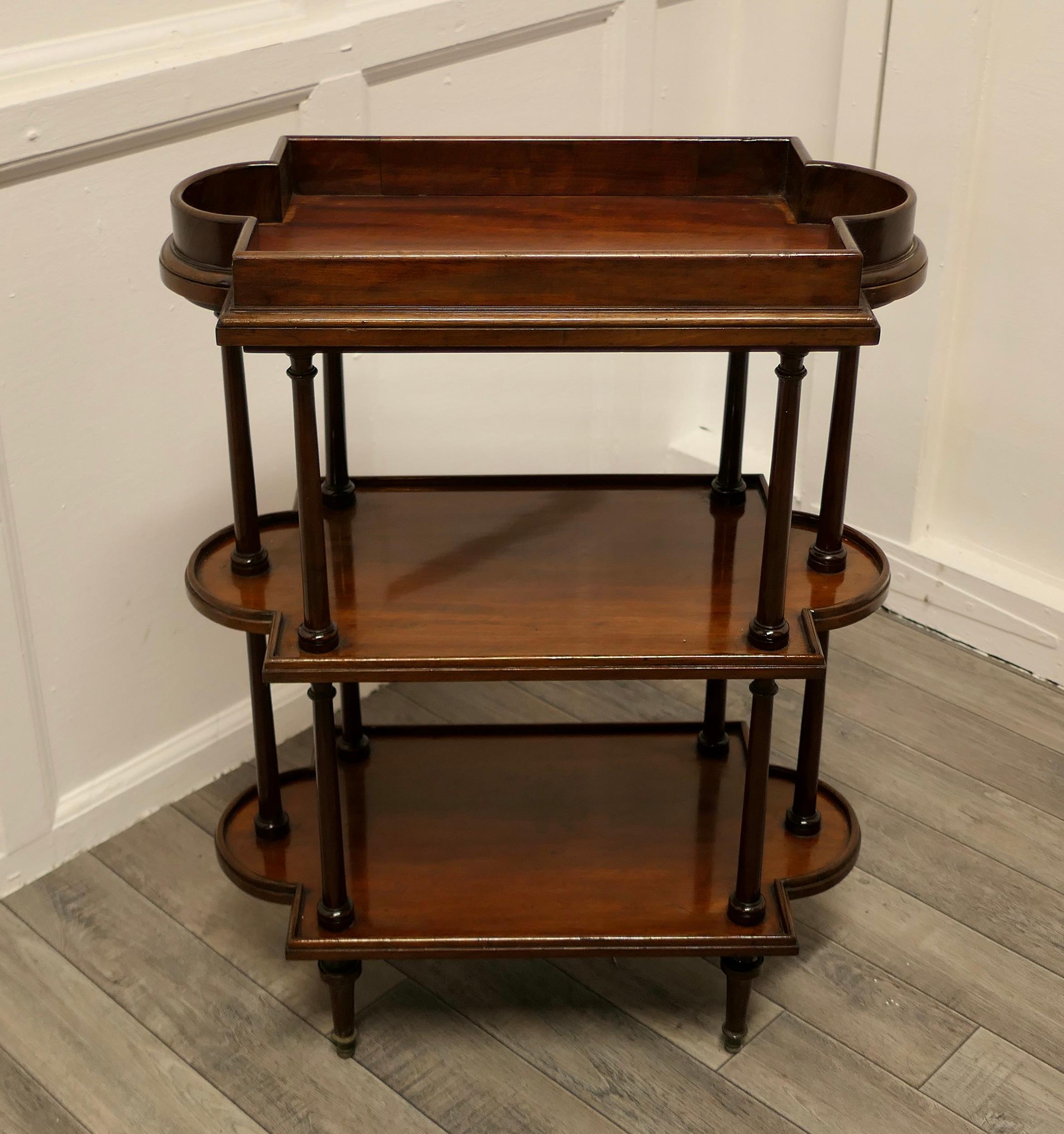 Adam Style French Walnut 3 Tier Etagere or Occasional Table