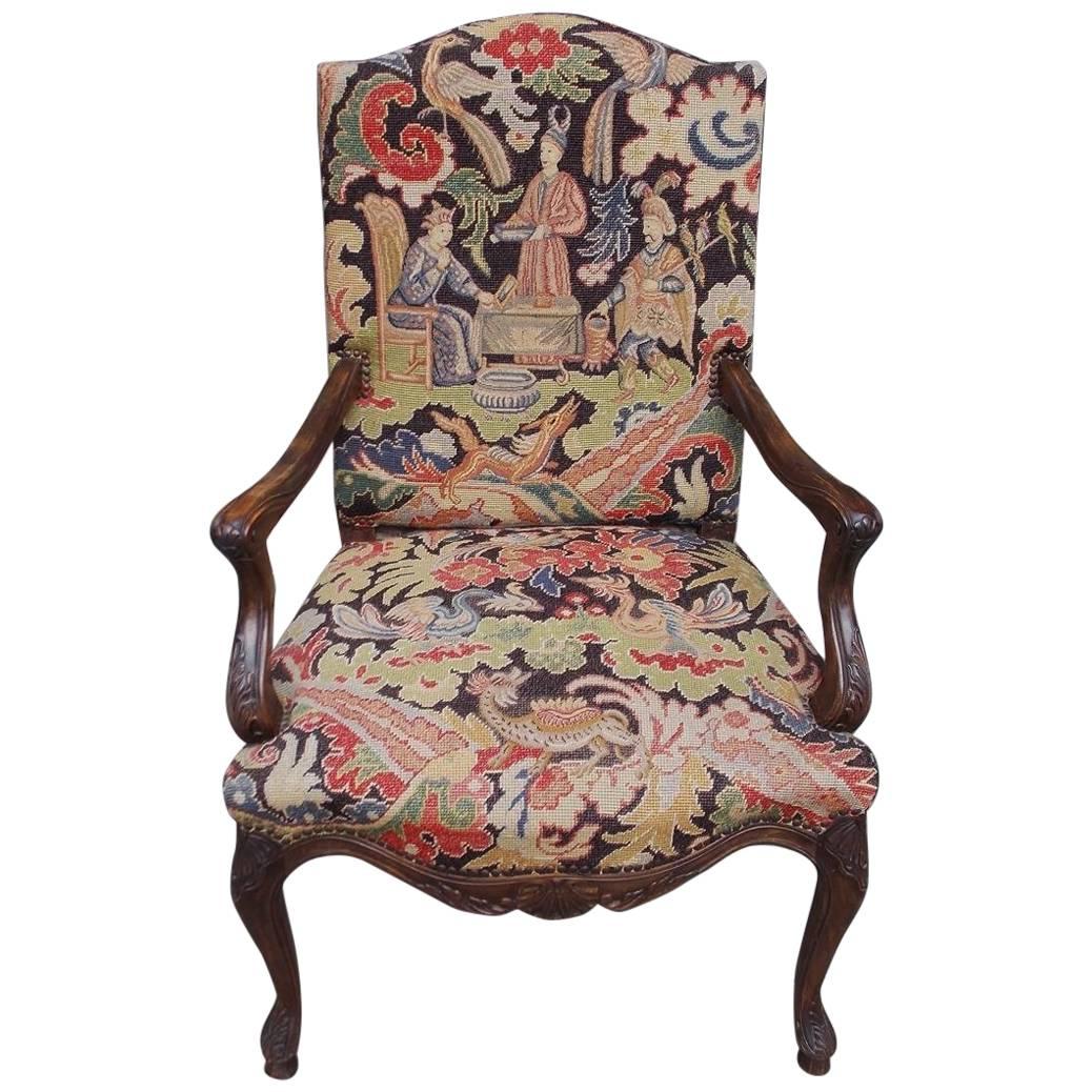 French Walnut Side Chair with Needlepoint at 1stdibs